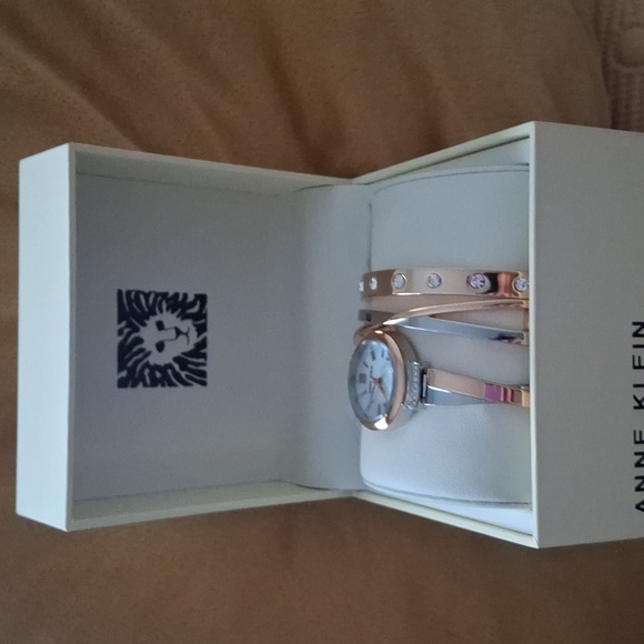 Anne Klein Rose Gold Watch and Bracelet Set - Picture 1 of 4